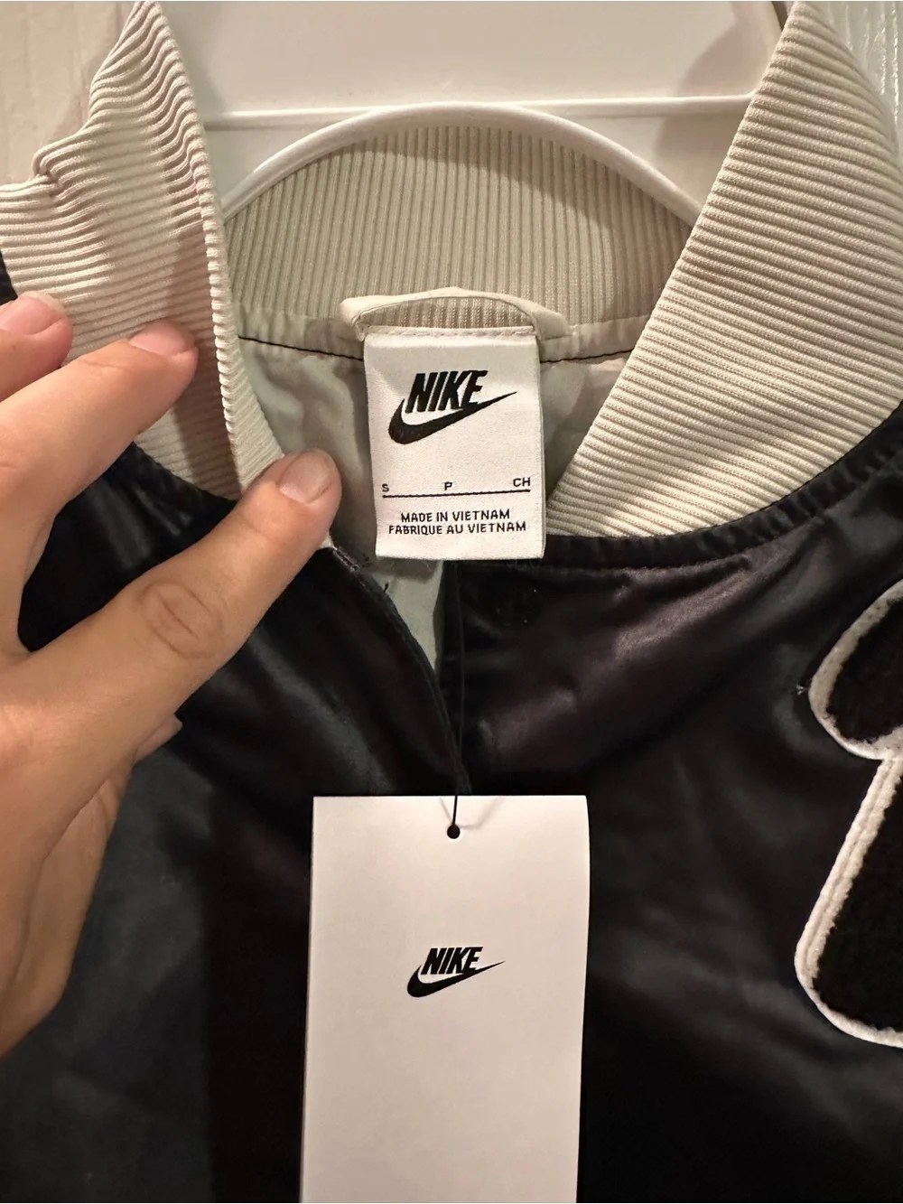 Nike Black and Cream Kids' Varsity Bomber Jacket